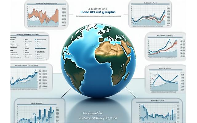 Infographic showing climate data trends over a globe
